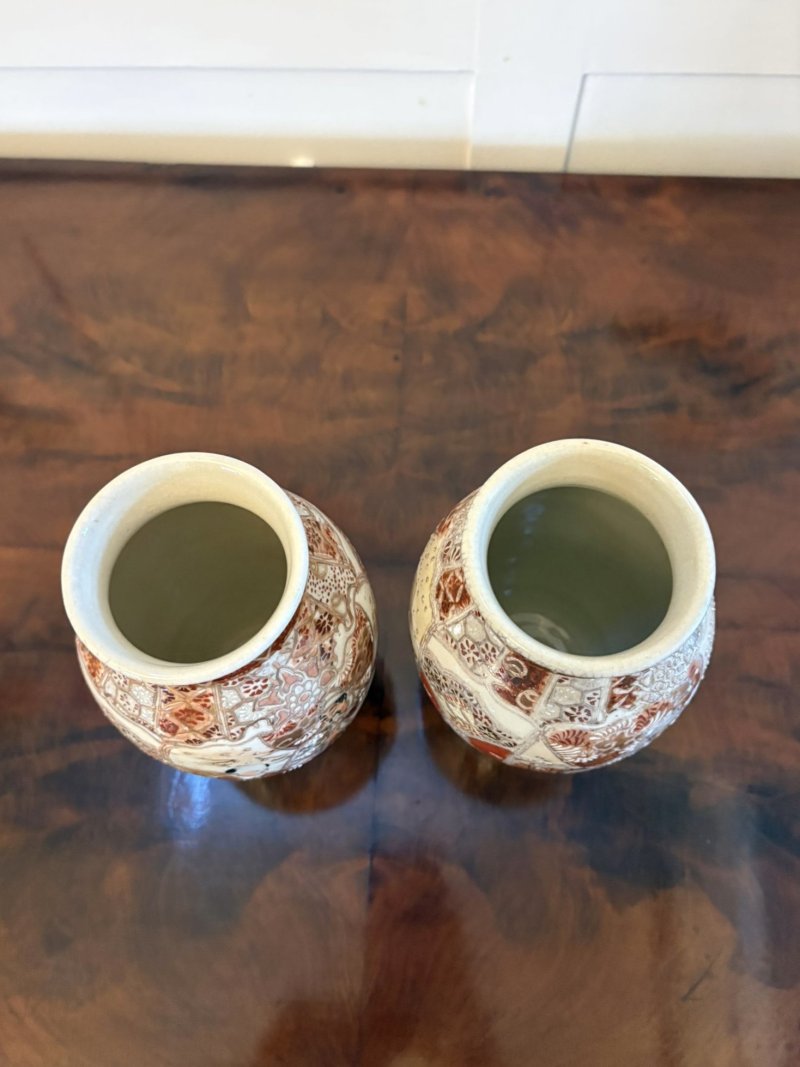 Pair of Antique Edwardian Quality Satsuma Vases - Image 7